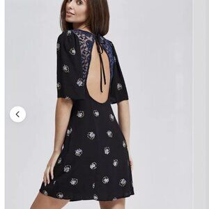Free People Mockingbird Mini Dress Black Floral 4